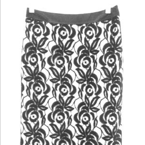 Ann Taylor slim skirt, black rose mesh, size 0
